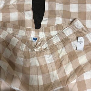Old Navy Tan and White Plaid Sleep Pants